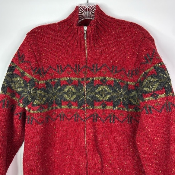 Vintage Eddie Bauer Wool Snowflake Full Zip Sweater Size XL - Picture 2 of 8